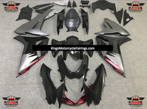 Suzuki GSXR750 (2011-2023) Black, Matte Gray, Dark Red & Silver Fairings