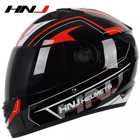 Black & Red HNJ Motorcycle Helmet with Clear Visor