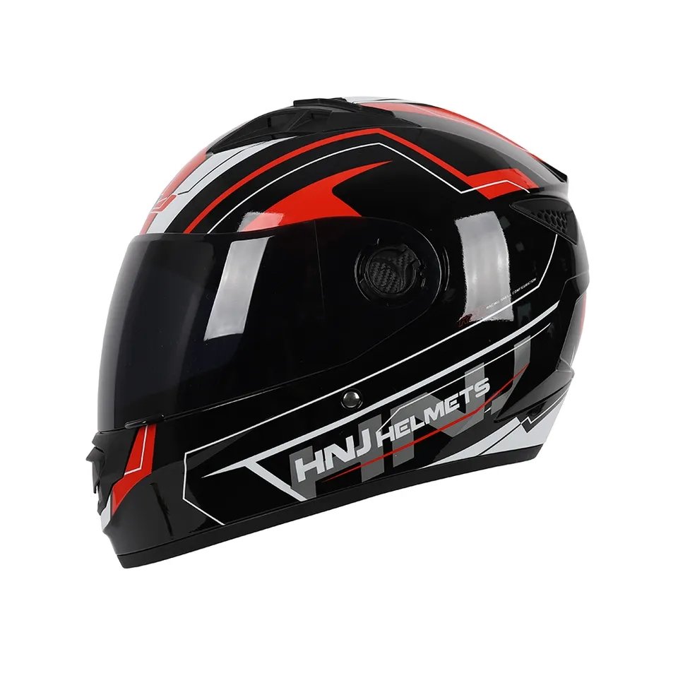 Black & Red HNJ Motorcycle Helmet with Black Visor