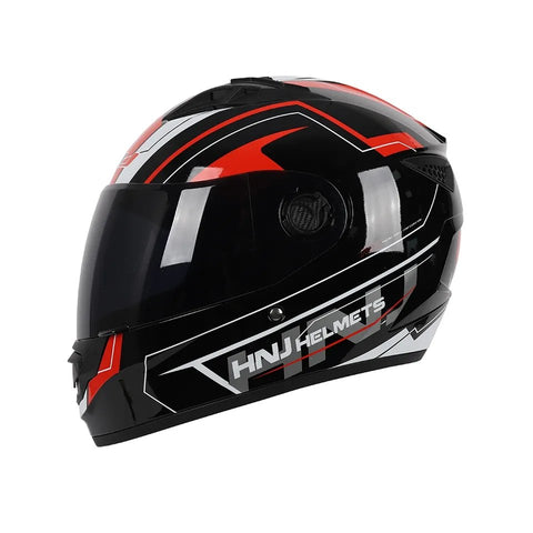 Black & Red HNJ Motorcycle Helmet with Black Visor