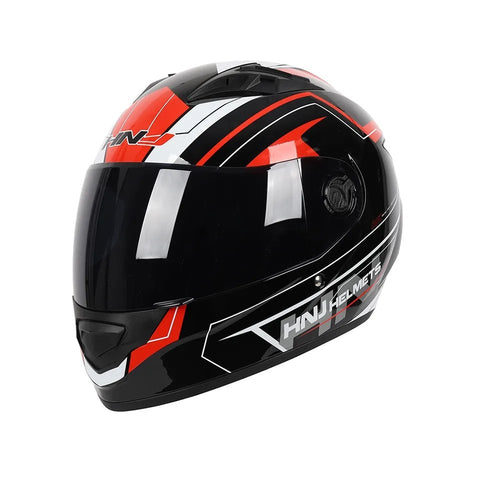 Black & Red HNJ Motorcycle Helmet with Black Visor