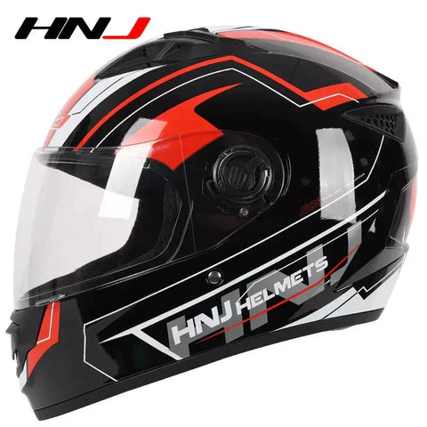 Black & Red HNJ Motorcycle Helmet with Black Visor