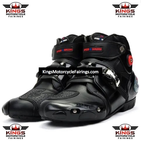 Black & Red Speed Leather Motorcycle Short Boots