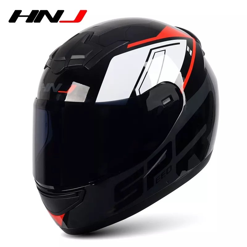 Black, Red, Dark Gray & White HNJ Motorcycle Helmet