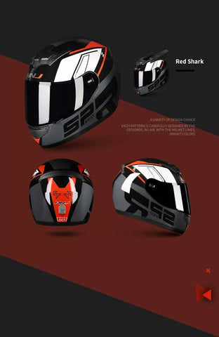 Black, Red, Dark Gray & White HNJ Motorcycle Helmet