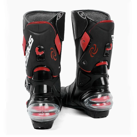 Red, Black & White Speed Leather Motorcycle Boots