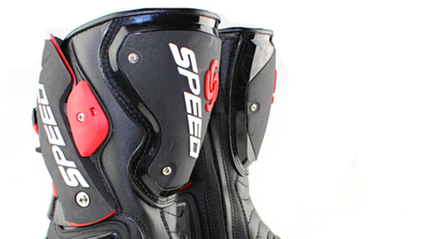 Red, Black & White Speed Leather Motorcycle Boots