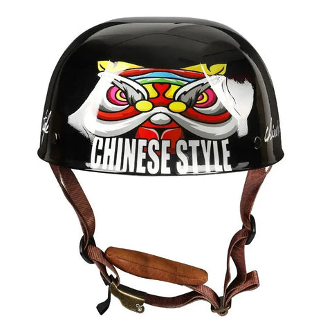 Black, Red, Yellow & White Chinese Style Retro Baseball Cap Motorcycle Helmet