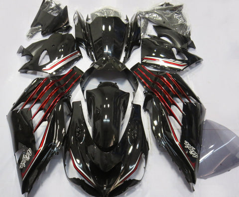 Fairing kit for a Kawasaki Ninja ZX14R (2012-2021) Black, Red & Silver