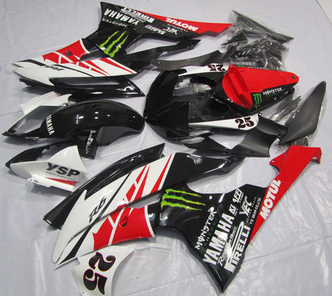 Yamaha YZF-R6 (2008-2016) White, Red & Black Monster Fairings