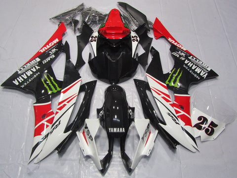 Yamaha YZF-R6 (2008-2016) White, Red & Black Monster Fairings