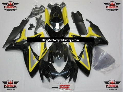 Suzuki GSXR750 (2006-2007) Black, Yellow & Silver Fairings