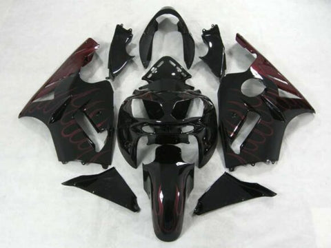 Fairing kit for a KAWASAKI NINJA ZX12R (2002-2006) Black & Burgundy Flames