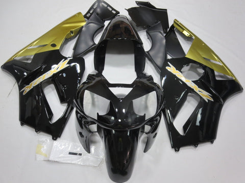 Fairing kit for a Kawasaki Ninja ZX12R (2000-2001) Black, Gold & White