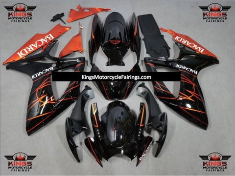 Suzuki GSXR750 (2006-2007) Black & Orange Tribal Bacardi Fairings