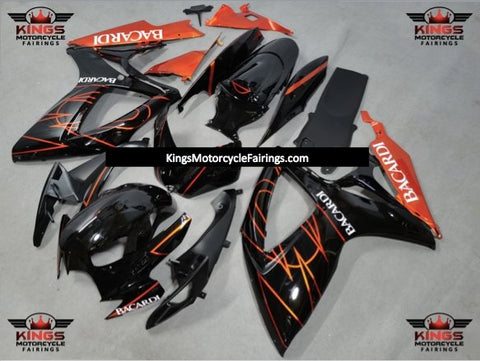 Suzuki GSXR750 (2006-2007) Black & Orange Tribal Bacardi Fairings