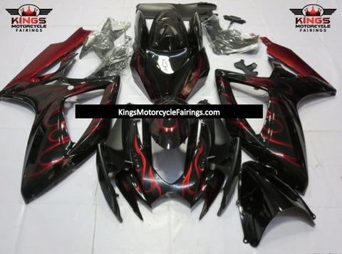 Suzuki GSXR750 (2006-2007) Black & Red Flame Fairings