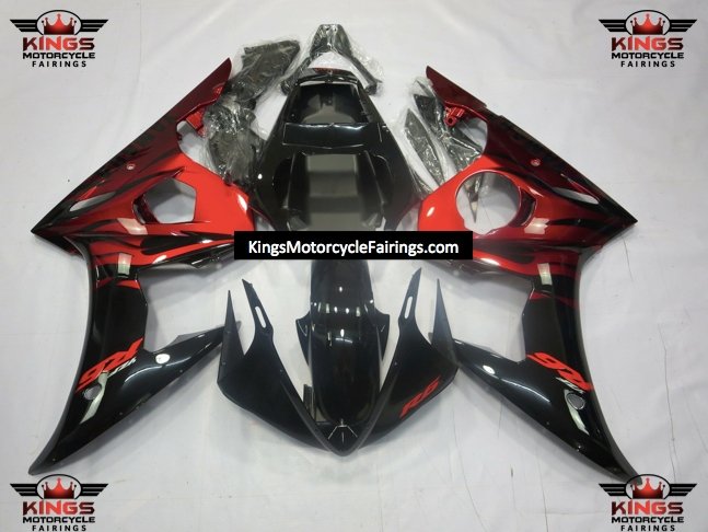 Yamaha YZF-R6 (2003-2004) Black & Red Flame Fairings