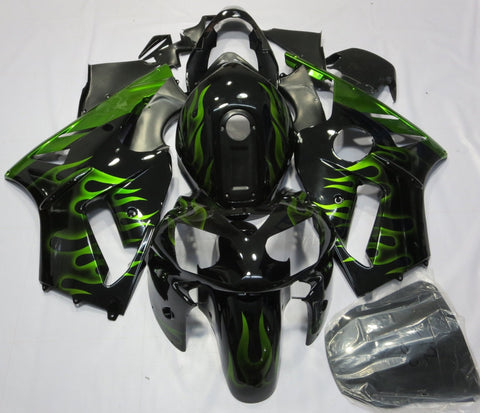 Fairing kit for a Kawasaki ZX12R (2000-2001) Black & Green Flames