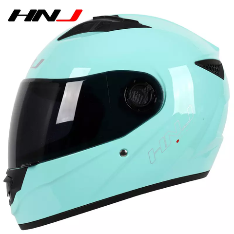 Blue Mint HNJ Motorcycle Helmet with Clear Visor