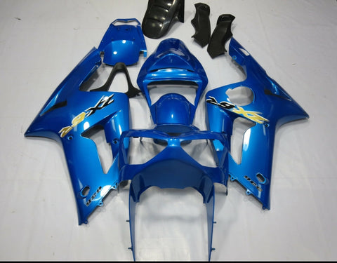 Fairing kit for a Kawasaki ZX6R 636 (2003-2004) Light Blue, Black & Yellow