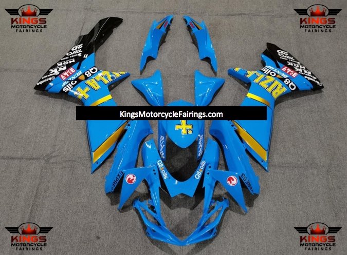 Suzuki GSXR750 (2011-2023) Blue, Yellow, Gold & Black Rizla Fairings