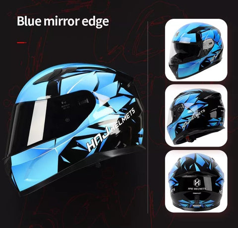 Blue & Black Edge HNJ Motorcycle Helmet