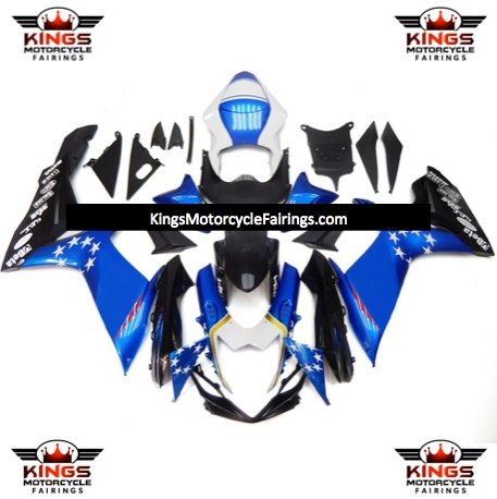 Suzuki GSXR750 (2011-2023) Blue, Black & White Star Fairings