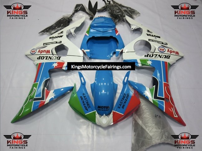 Yamaha YZF-R6 (2003-2004) Blue, White, Red & Green Fairings