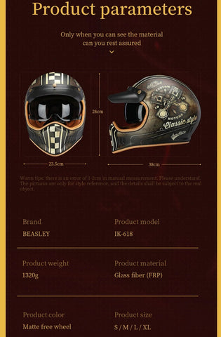 Brown Retro Beasley Motorcycle Helmet