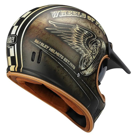 Brown Retro Beasley Motorcycle Helmet