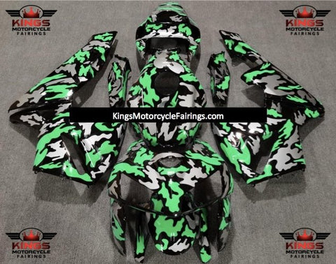 Honda CBR600RR (2005-2006) Black, Silver & Light Green Camouflage Fairings