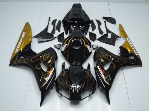 Honda CBR1000RR (2006-2007) Black & Gold Flame Fairings