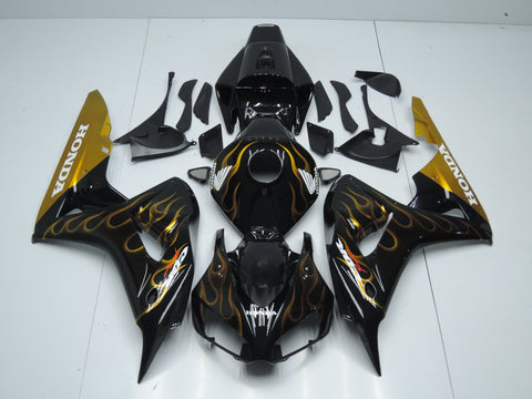 Honda CBR1000RR (2006-2007) Black & Gold Flame Fairings