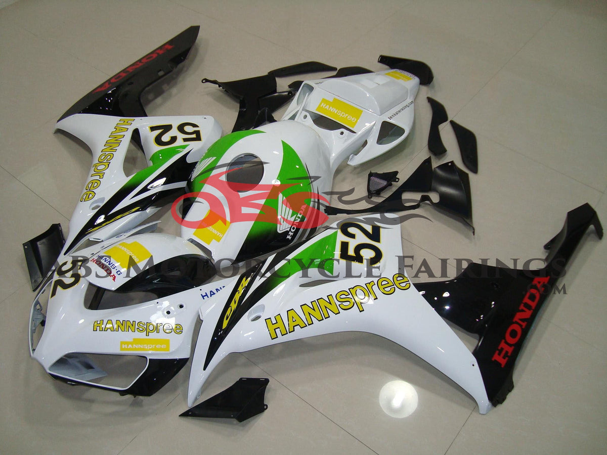 Honda CBR1000RR (2006-2007) White, Green & Yellow HANNspree Fairings