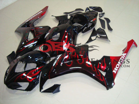 Honda CBR1000RR (2006-2007) Black, White, & Red Flame Fairings