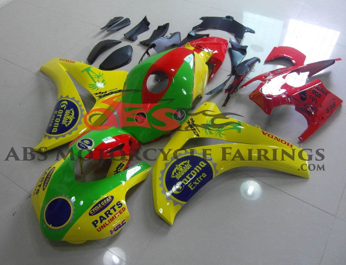 Honda CBR1000RR (2008-2011) Yellow, Green & Red Corona Race Fairings