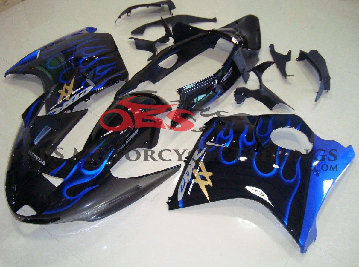 HONDA CBR1100XX Super Blackbird (1996-2007) BLACK, GOLD & BLUE FLAME FAIRINGS