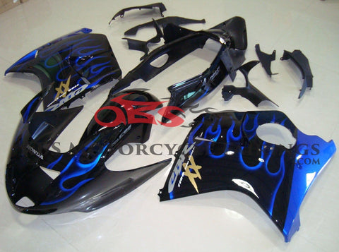 HONDA CBR1100XX Super Blackbird (1996-2007) BLACK, GOLD & BLUE FLAME FAIRINGS