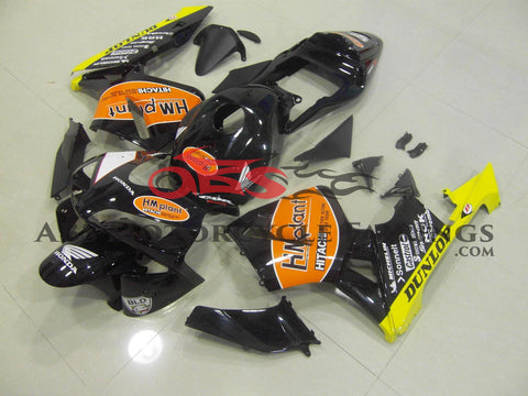 Honda CBR600RR (2003-2004) Black, Orange & Yellow HM Plant Race Fairings