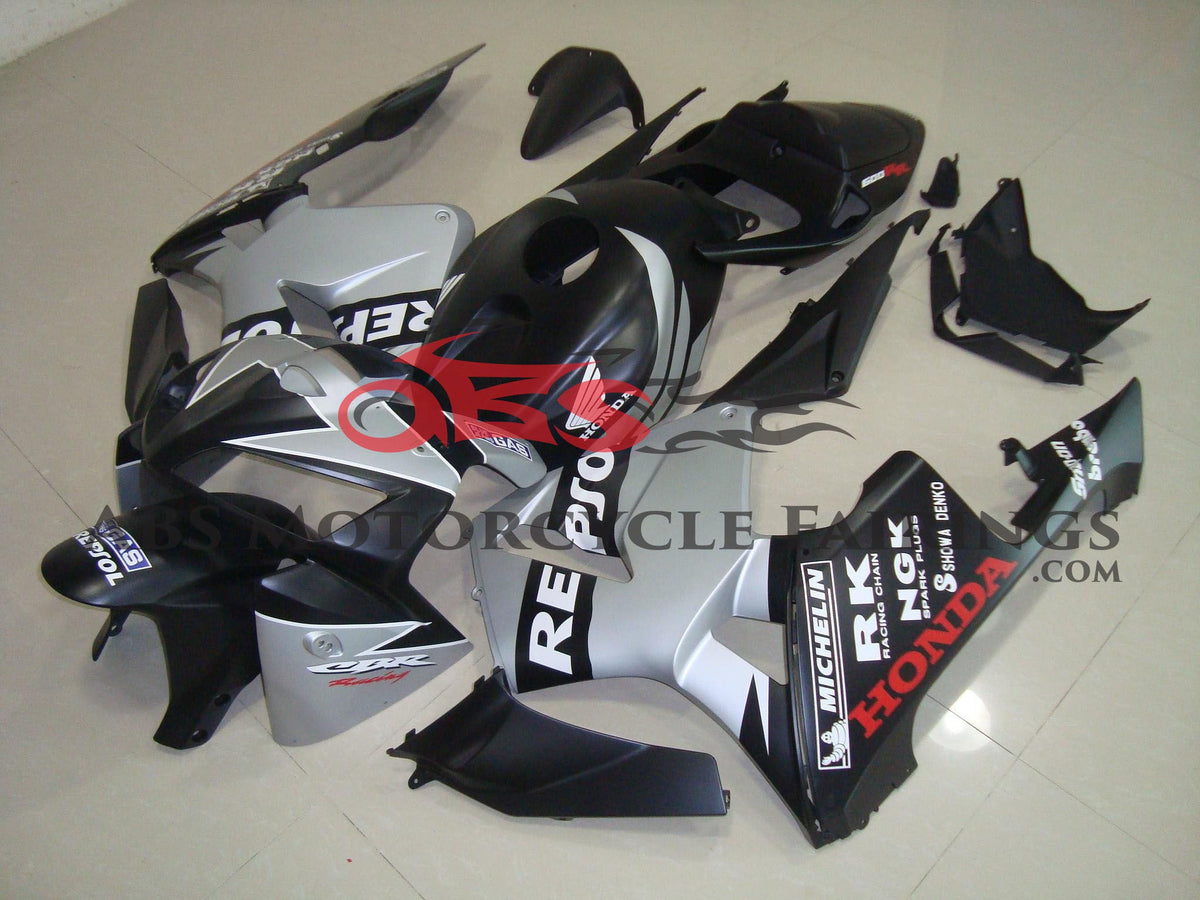 Honda CBR600RR (2005-2006) Matte Black & Silver Repsol Race Fairings