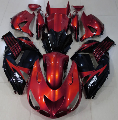 Fairing kit for a Kawasaki Ninja ZX14R (2006-2011) Candy Red & Black