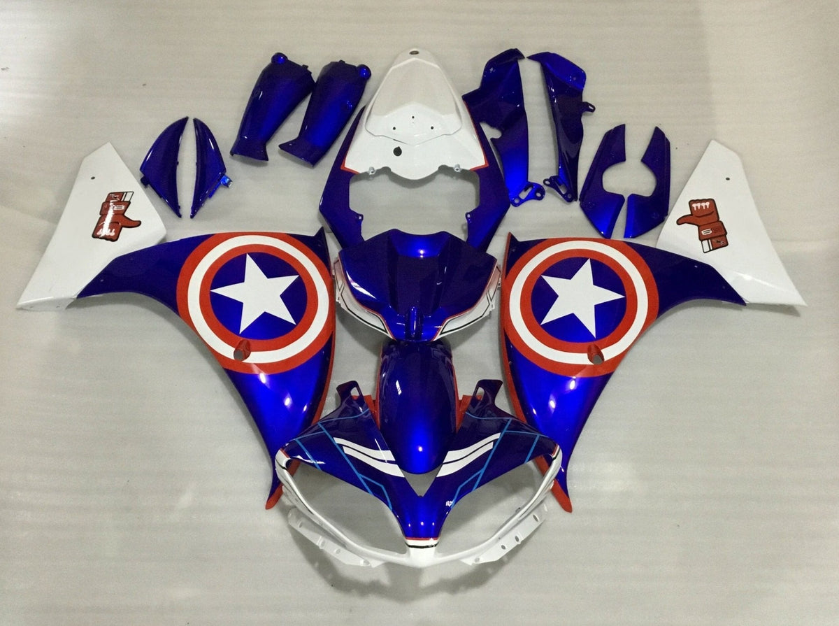 Yamaha YZF-R1 (2009-2011) Blue, White & Red Captain America Fairings