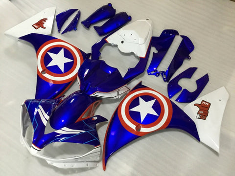 Yamaha YZF-R1 (2009-2011) Blue, White & Red Captain America Fairings