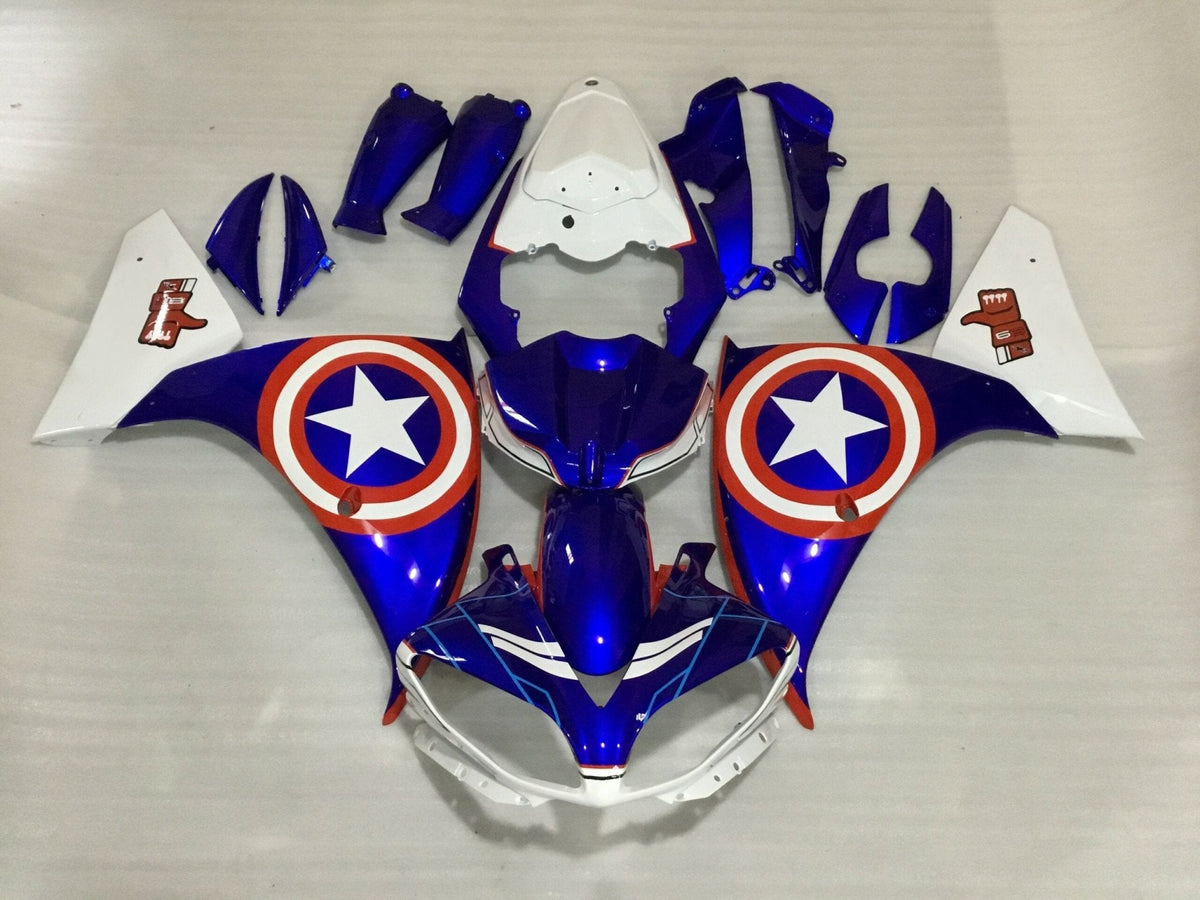 Yamaha YZF-R1 (2012-2014) Blue, White & Red Captain America Fairings