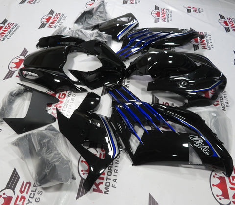 Fairing kit for a Kawasaki Ninja ZX14R (2012-2021) Black, Blue & Silver