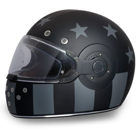 MATTE BLACK & GRAY DAYTONA RETRO CAPTAIN AMERICA MOTORCYCLE HELMET - R6CAS