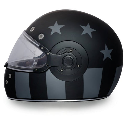 MATTE BLACK & GRAY DAYTONA RETRO CAPTAIN AMERICA MOTORCYCLE HELMET - R6CAS