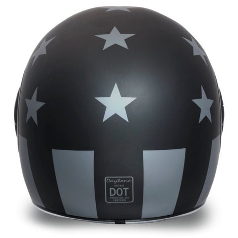 MATTE BLACK & GRAY DAYTONA RETRO CAPTAIN AMERICA MOTORCYCLE HELMET - R6CAS