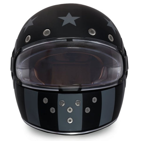 MATTE BLACK & GRAY DAYTONA RETRO CAPTAIN AMERICA MOTORCYCLE HELMET - R6CAS